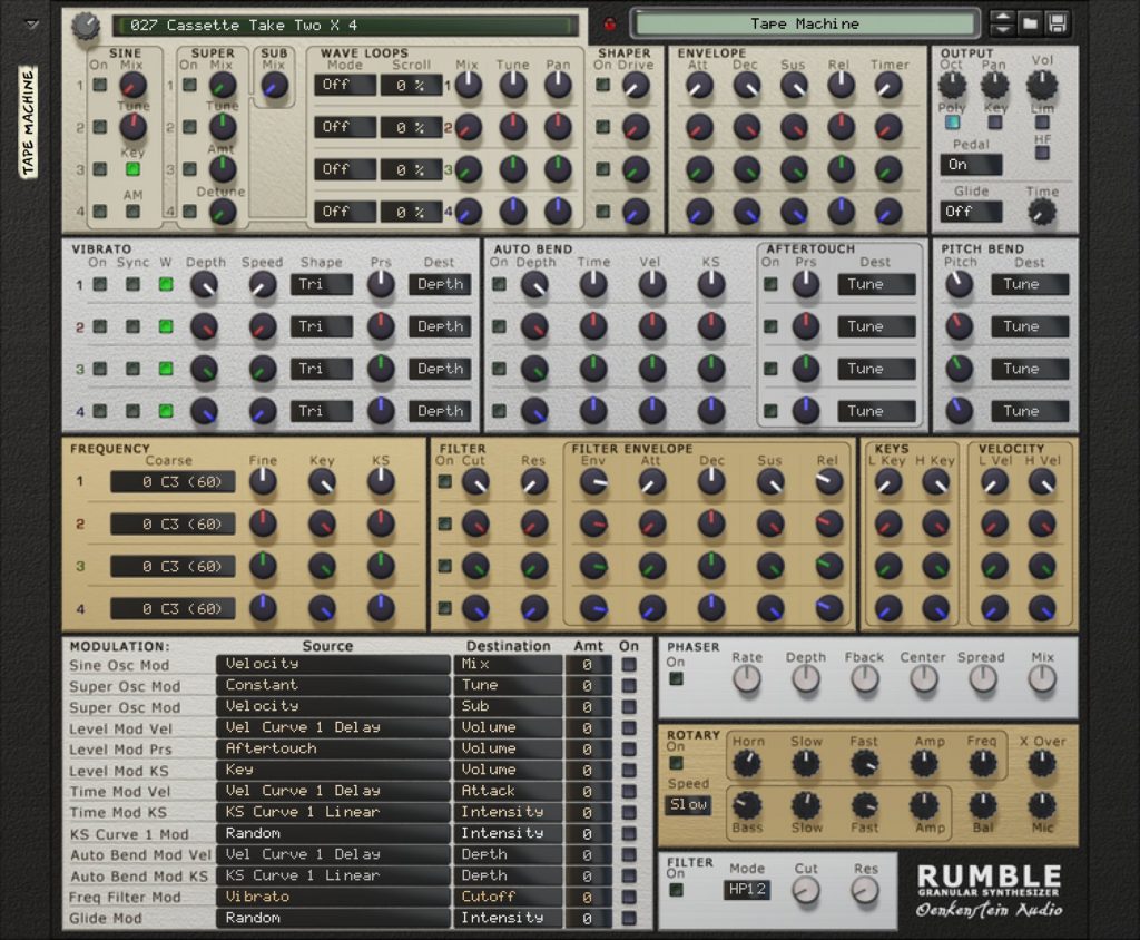 Front of the Rumble K1 Granular Synthesizer
