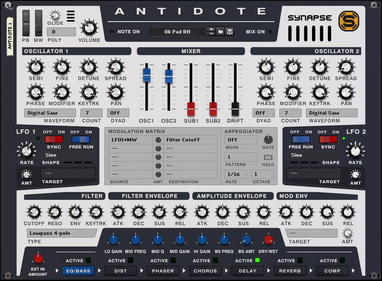Synapse Antidote Front Panel